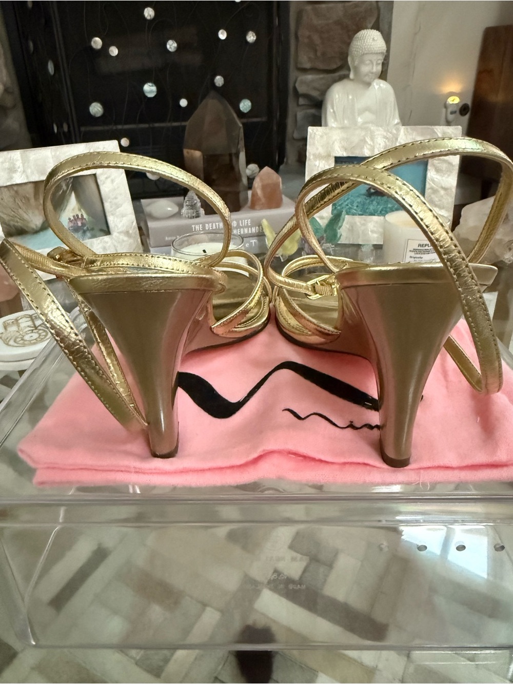 Nina Metallic Gold Strappy Heeled Sandals - Picture 5 of 6